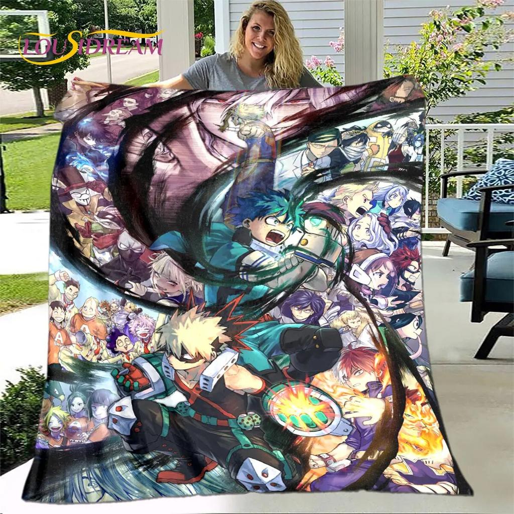 My Hero Academia Anime Cartoon Weiche Plüschdecke, Flanelldecke, Überwurfdecke für Wohnzimmer, Schlafzimmer, Bett, Sofa, Picknick-Abdeckung