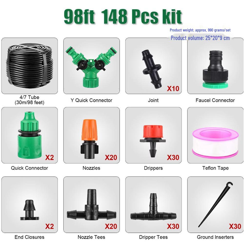 50m Adjustable Drip Irrigation Kit for Automatic Plant Watering