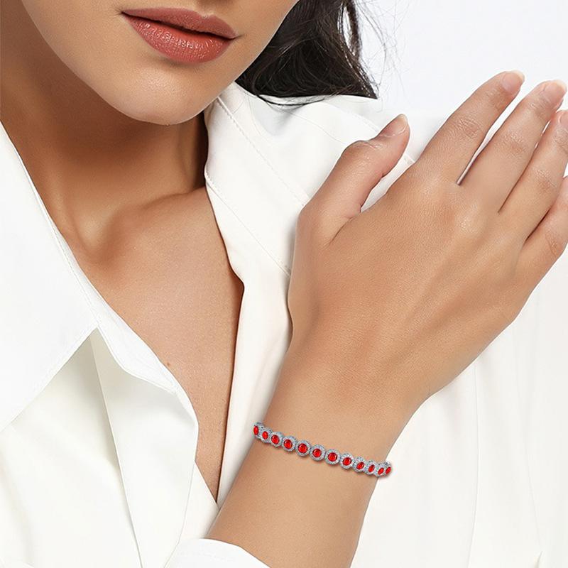 Flower head chain zircon bracelet main stone 5mm zircon copper plated real gold, high quality in Europe and America