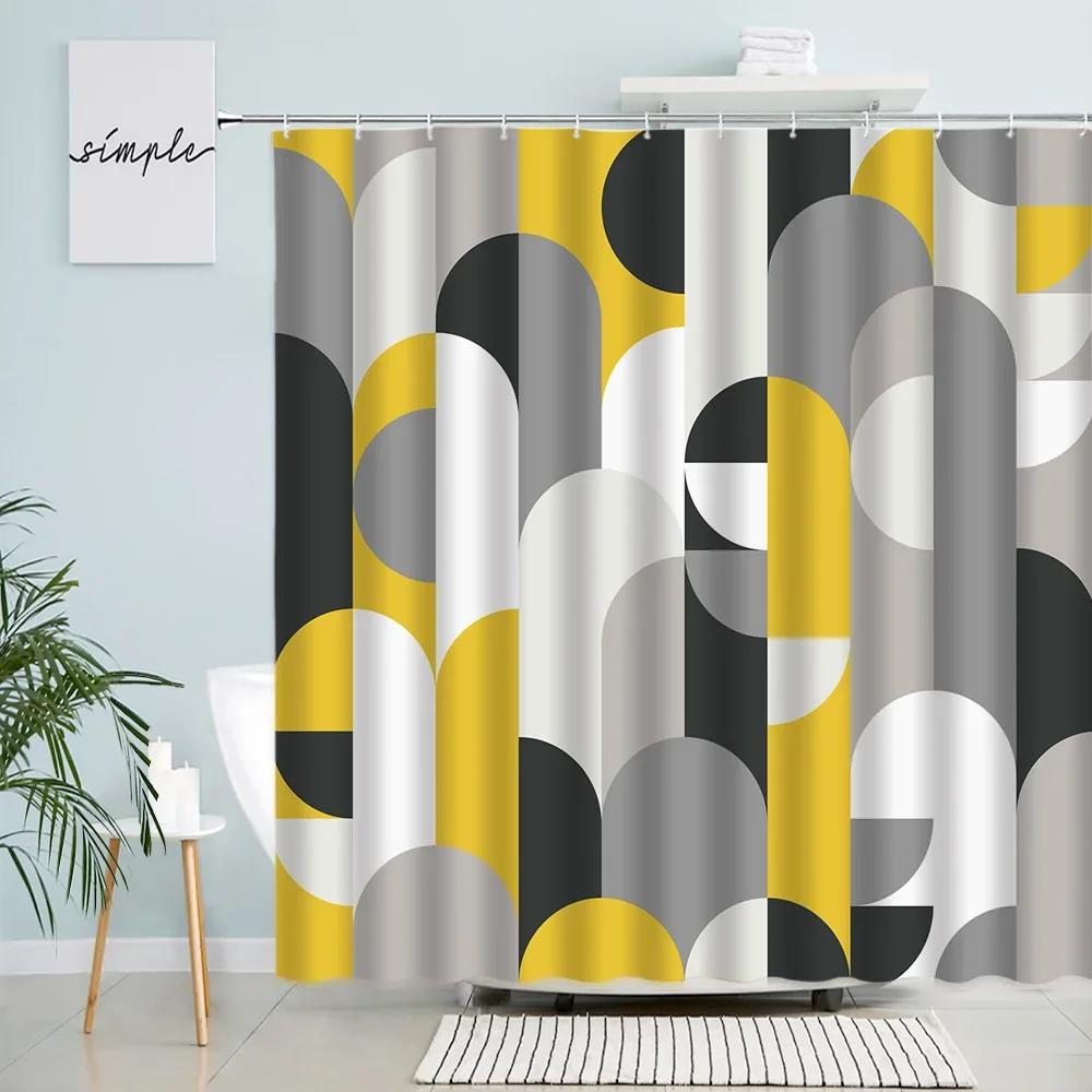Abstract Shower Curtain Colorful Mid Century Graffiti Geometric Cute Cartoon Kids Watercolor Doodle Plant Curve Bathroom Decor