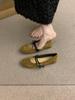 French One-word with Flat Mary Jane Shoes, Spring and Autumn 2025, Korean New Version, Shallow Mouth Small Fragrant Wind, Shallow Mouth Single Shoes