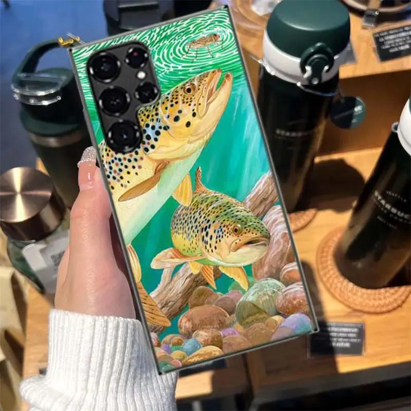 Trout Fish Fishing Coque For Samsung S23 S22 Ultra S24 FE S25 Edge Phone Galaxy S21 S20 FE S10 Plus Case Luxury Cover Silicone F Samsung S25 Plus
