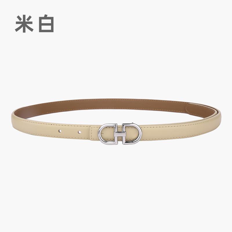 Leather Women'S Belt Simple Double Ring Belt With Jeans Casual Pants Belt Women'S Model