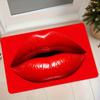 1pc 3D Glossy Red Lip Print Flannel Floor Mat, Entrance Doorway Anti-Slip Absorbent Doormat for Bathroom Bedroom, Entryway Dust-Trapping Carpet