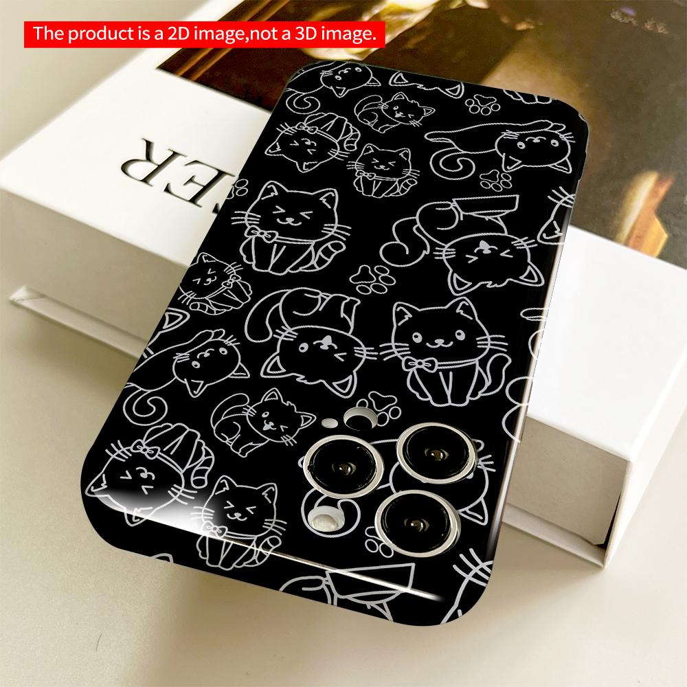 Cute Cat Pattern Phone Case All Inclusive Film Hard Phone Case, Compatible with iPhone 18 Pro Max 17 16 15 14 13 12 11