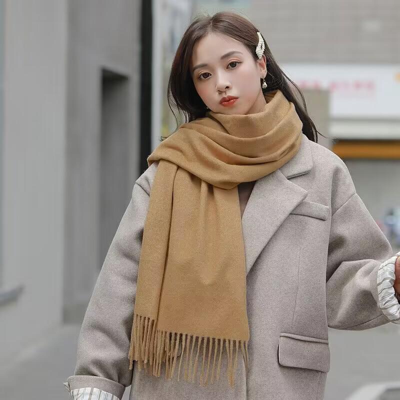 Women's Imitation Cashmere Winter Scarf - Thick Solid Color, Versatile Men's Shawl, Cashmere Wool Blend