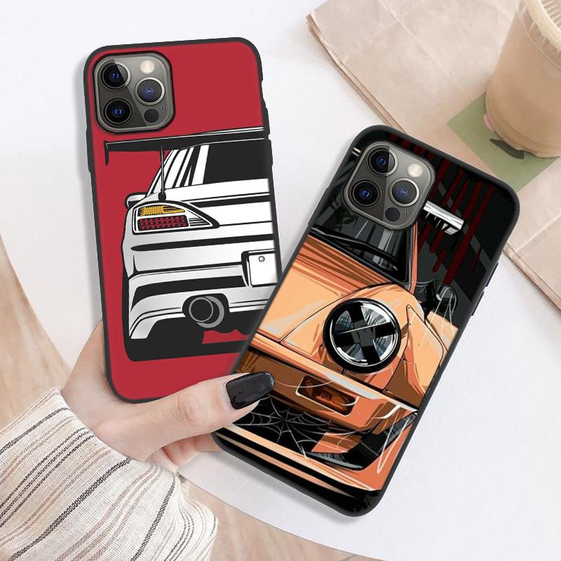 Japan JDM Sports Car Soft Case For iPhone 12 Pro Max Case Coque iPhone11 11 Pro 13 Mini XR XS Max X 7 8 Plus SE 2020 6s 5s Cover