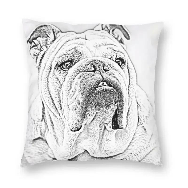 Home Pillowcase Office Decor Cushion Cover English Bulldog Print Pattern Decor