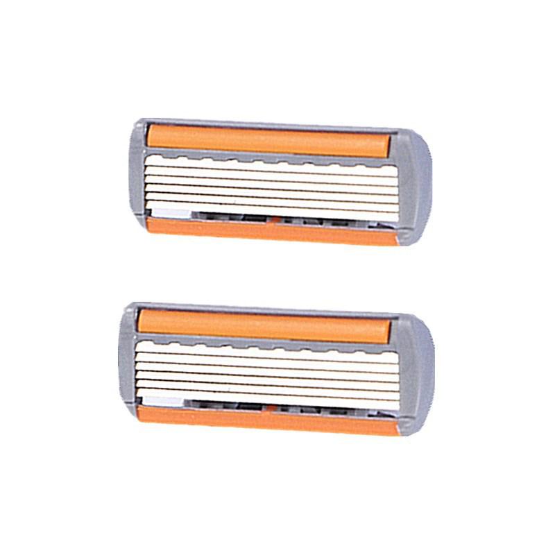 6-Layer Stainless Steel Men's Manual Shaving Razor Set with Handle and 6 Blades.