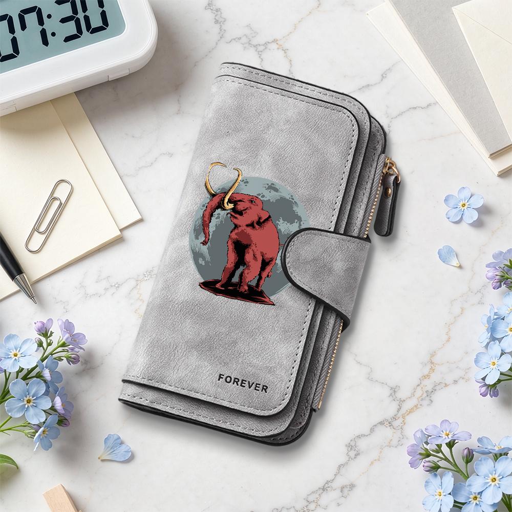Vintage Mammoth Pattern Multi Card Slots Long Wallet Fashionable Portable Casual Purse for Daily Use