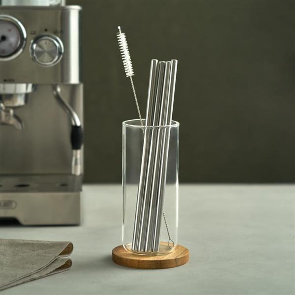 Esteban Hoff Stainless Steel Straw Cleaning Brush Set 22.5cm Straight 4P + Cleaning Brush 1P