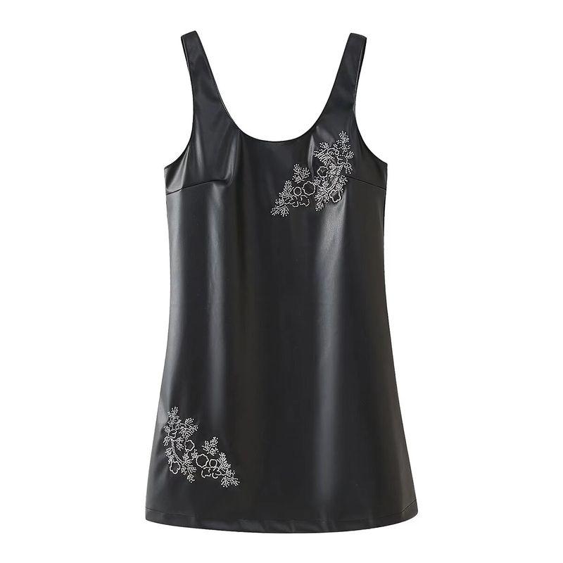 

Kaslead New Arrival Women s Clothing Fashion Style Fashion Minimalist Beaded Imitation Leather Dress 3548256 Black L