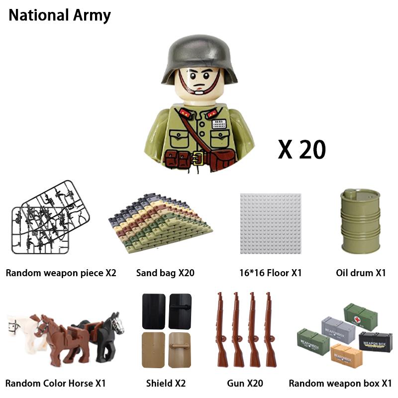 24 ks/šarže Postavičky vojáků WW2 Stavebnice vojáků WW2 Stavebnice postaviček vojáků Dětské sváteční dárkové hračky