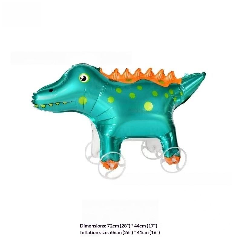 1/3Pcs Sika Deer Lion Triceratops Crocodile Rooster Walking Animal Balloons Large Animal Balloon With Wheels For Kids Toys