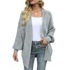 Damer Genser Kåpe Krageløs Lanternelangermet Åpen Front Strikkekåpe Ensfarget Løs Passform Mellomlang Overbekledning
