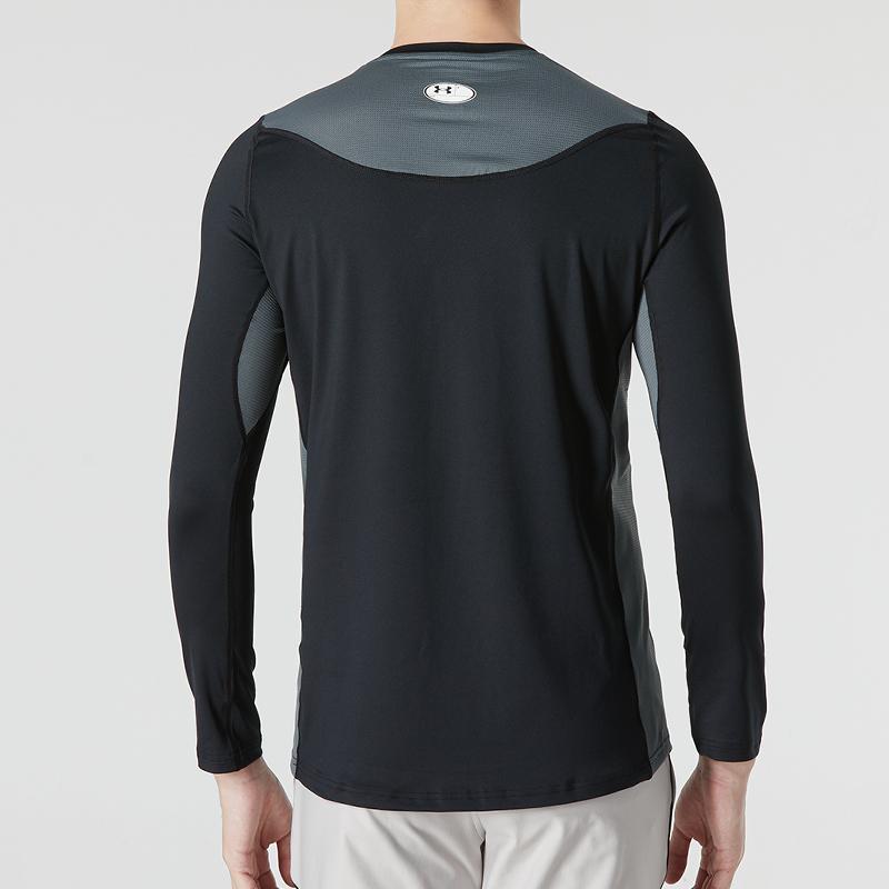 Under Armour Color Block Logo Sports Casual Crew Neck Long Sleeve T-Shirt Men Tops Black 1370659-001