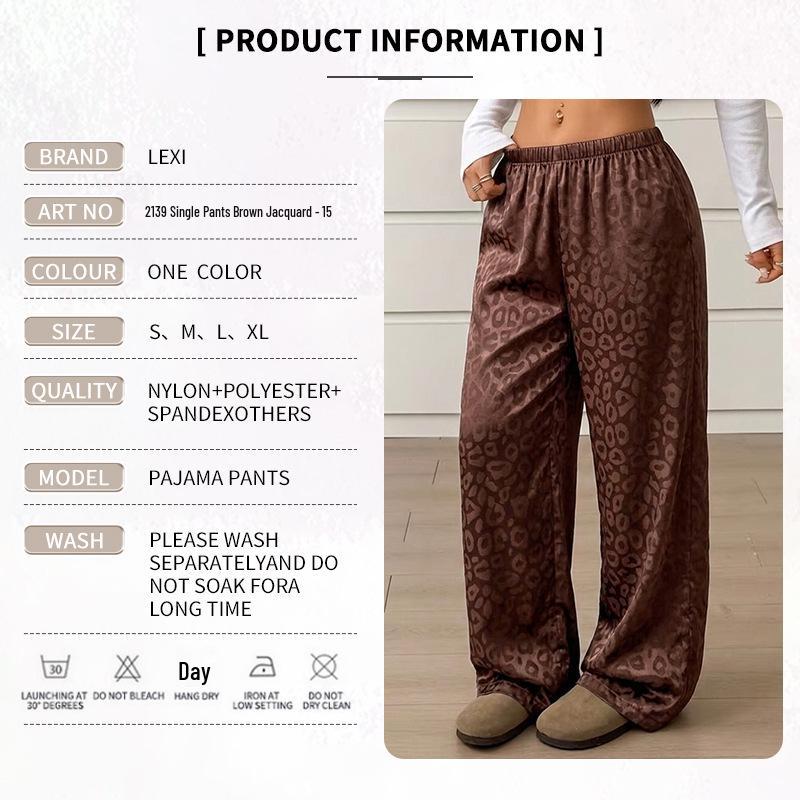 Women's Spring/Summer Leopard Print High-Waist Wide-Leg Pajama Pants - Stylish, Lightweight, and Versatile for Home or Out