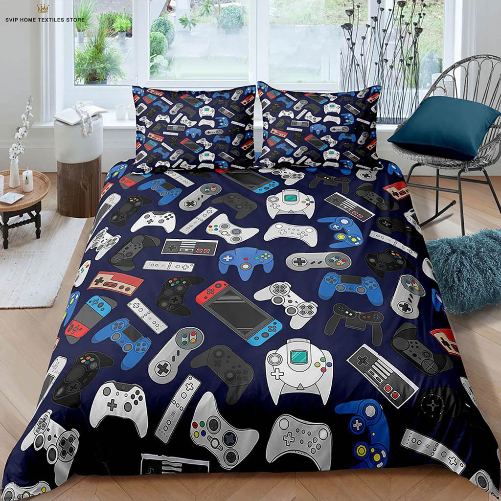 Watercolor Game Controller E-Sports 3D Printing Quilt Cover 100% Polyester Bedding Set Duvet Cover Pillowcase Three-Piece Set
