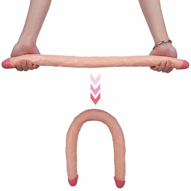 Obrovské dildo 21/43/56 cm Super realistické erotické hračky na měkký penis s dvojitou hlavou pro ženy Muži