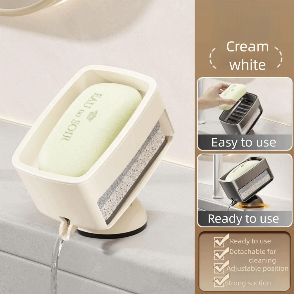 Self-Draining Portable Soap Dish Portable Bathroom Soap Container Suction Cup Soap Holder  Sink