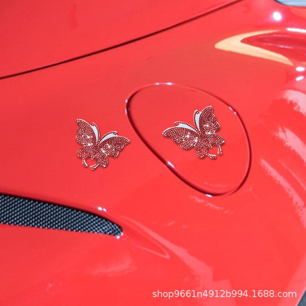 Shimmering Rhinestone Butterfly Car Sticker Sparkling Crystal Decal for Bumper Window Laptop& DIY Auto Accessories