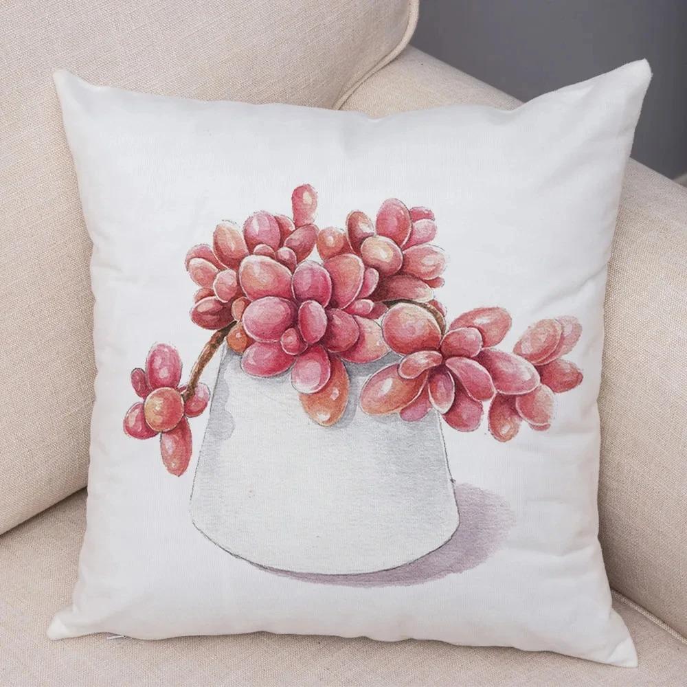 Watercolor Succulents Decorative Pillowcase Car Ornaments Office Living Room Sofa Home Pillowcase