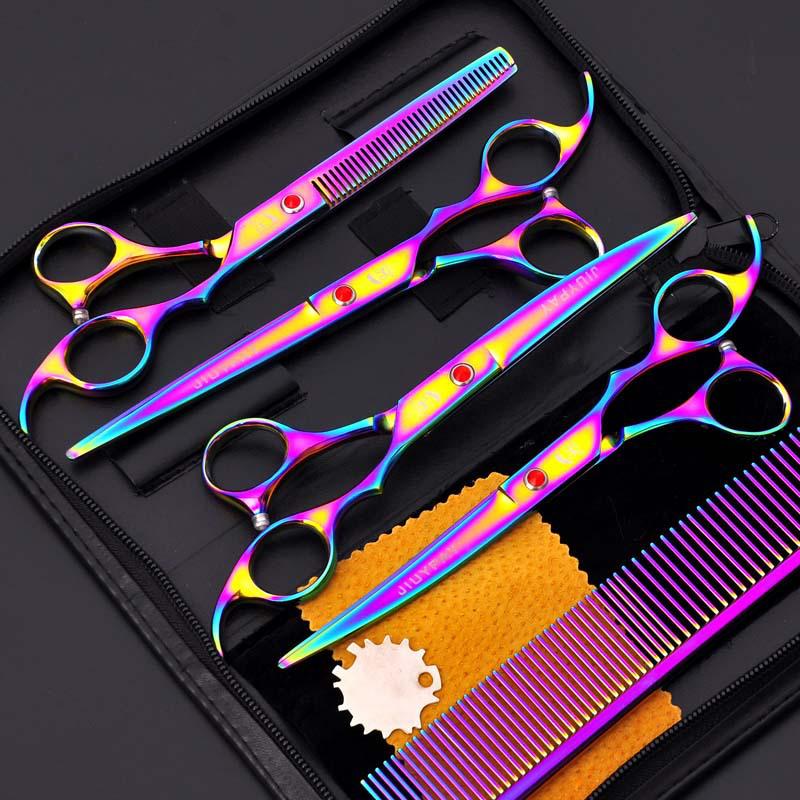 Pet Grooming Curved Scissors Set, Large 7.0 Inch, Colorful Beauty Scissors