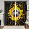 Set Of 2 Polyester Material Football Explosion Wave Pattern Printed Curtains Suitable Bedroom Living Room Office Curtain With Light Blocking Perfect