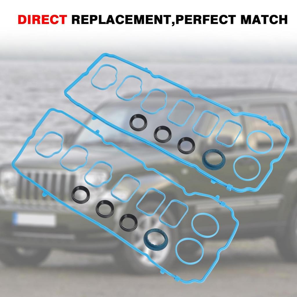 Valve Cover Gasket And Intake Manifold Gasket Set Compatible With Chrysler Dodge Jeep Ram Vehicle 2011- 3.6L 200 300 Durango Charger Challenger