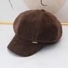 New letter mark octagonal hat women's autumn and winter retro versatile face small warm newsboy hat cap tide