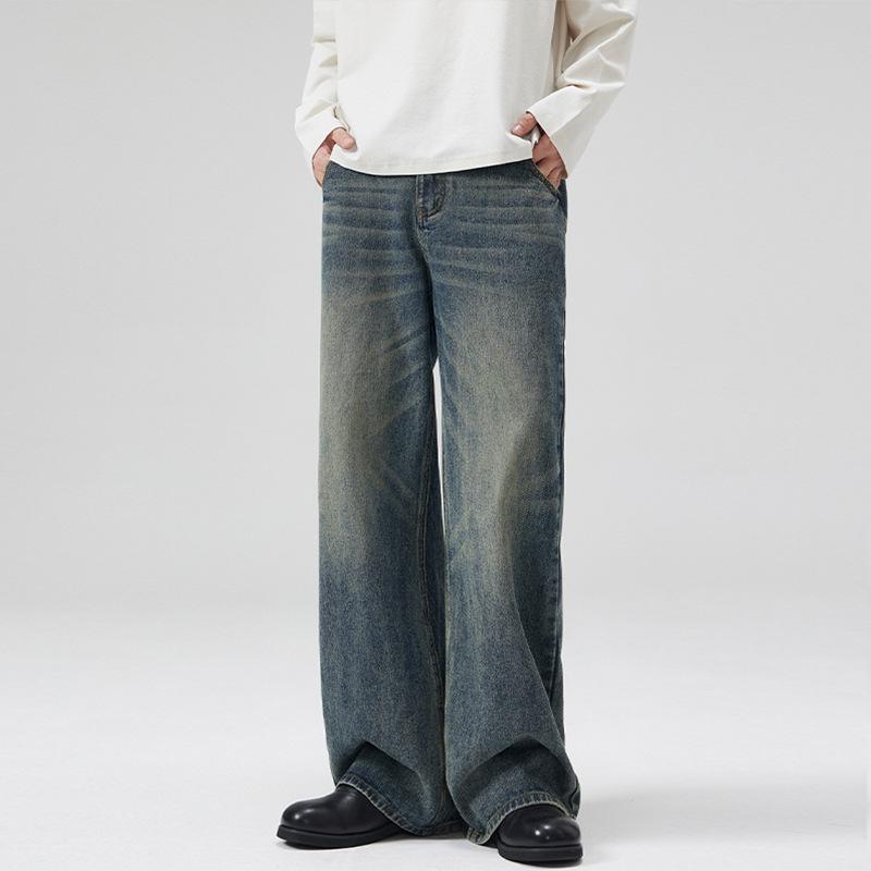 

LKTM Unisex American Washed Wide-Leg Whiskered A-Line Jeans S (90-105 lbs)