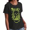 Raunisex Cat Wounisex's Cotton T Shirt, Pure Cotton Premium Print, Durable And Longlasting, Casual Fashion. Cute Kitten Eating Noodles Design, Japanes