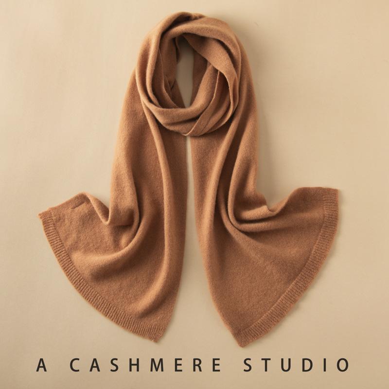 Women's 100% Pure Cashmere Scarf - Autumn/Winter Solid Color, Fashionable & Versatile Knit Shawl