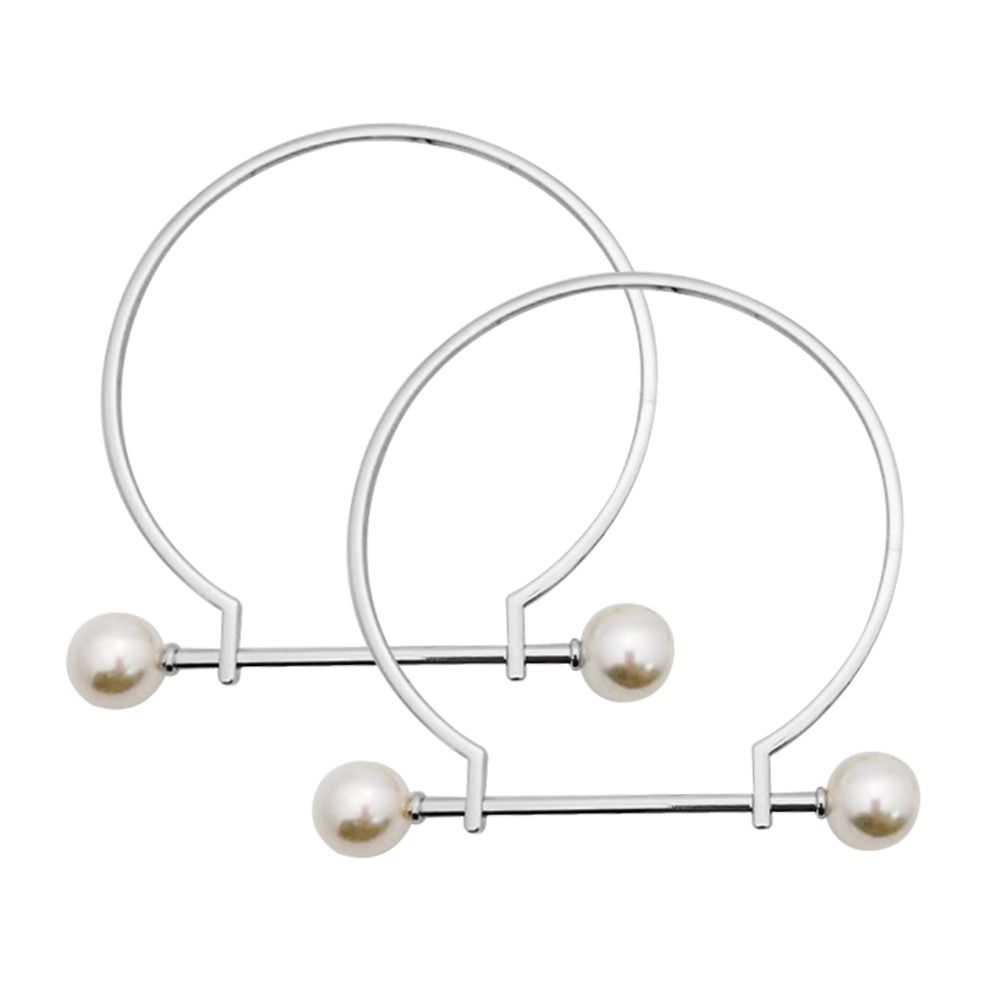 1Pair Metal Bag Handle Replacement For DIY Shoulder Bags Making Handbag Fashion Imitate Pearl Metal Circle Handle Bag Accessory