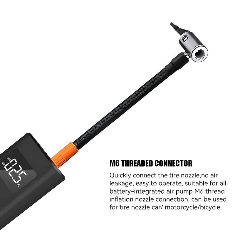 Car Air Pump Hose M6 Inflator Nozzle Hose Thread Copper Connector Air Pump Extension Tube Car Motorcycle Bike Tire Inflation