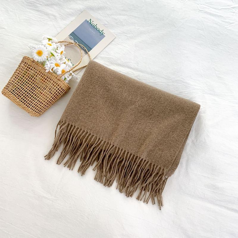 Mary 300g imitation cashmere tassel scarf women's winter solid color thickened warm shawl Japanese scarf