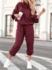 Women's Fall Winter Solid Crewneck Pullover Sweatsuit Set Casual Long Sleeve Tops and Pants 2 Piece Outfit