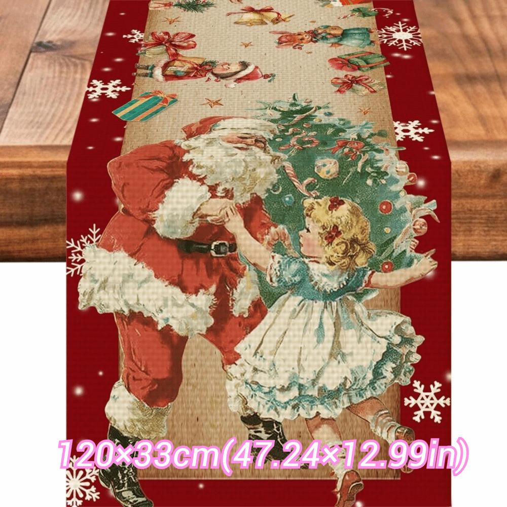 New Year Christmas Table Runner Santa Claus Xmas Bells Christmas Tablecloth Flag Cover Navidad Gift Merry Christmas Decorations