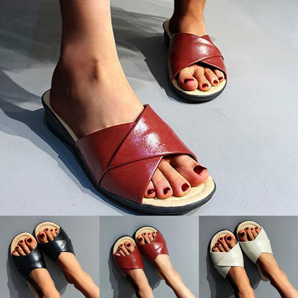 Zehenfreie Sommerschuhe, Hausschuhe, Sandalen, Keilsandalen, modische Damen-Strand- und Hausschuhe mit weicher Polsterung