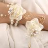 Artificial Flower Wedding Corsage Pair For Bride Grooms Bridesmaids Matching Accessories Western Ceremony