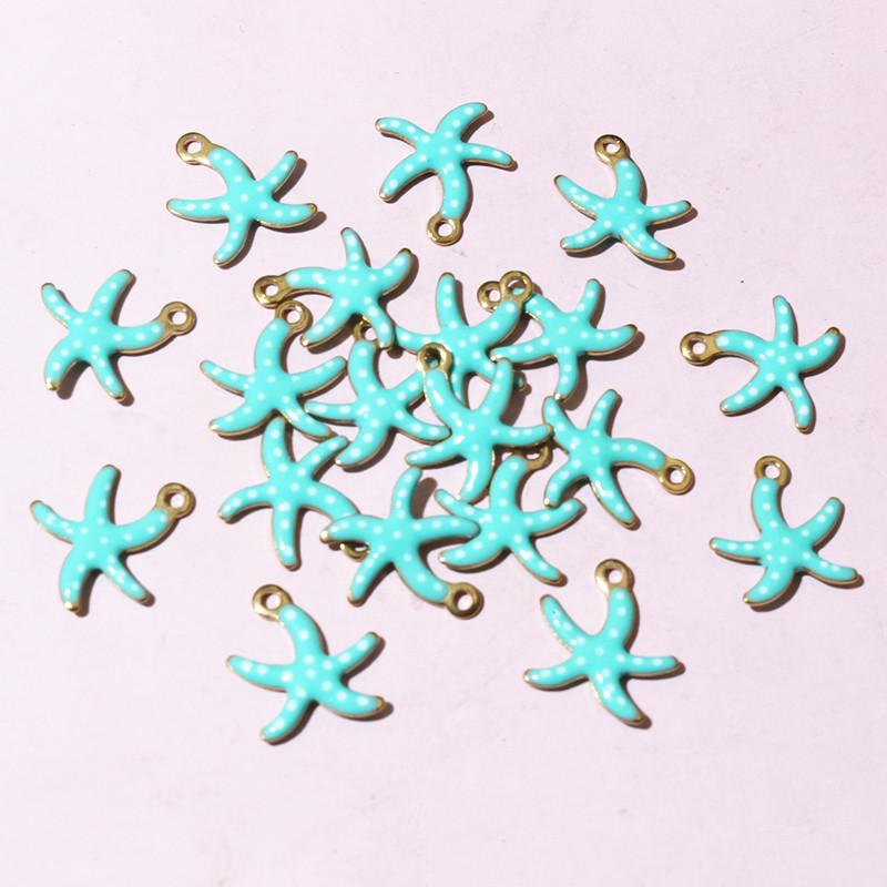 20pcs 10.5x10mm Stainless Steel Small Starfish Charms Pendant Enamel DIY Jewelry Making Accessories Findings Necklace Earrings