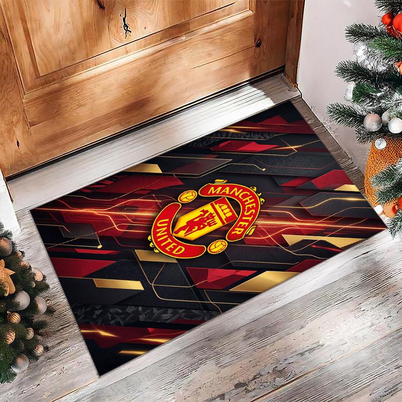 Tappeto in Flanella Stampato Manchester United Antiscivolo Morbido Poliestere Tappeto per Pavimento Tappetino Decorativo per Interni per Camera da Letto Soggiorno Divano