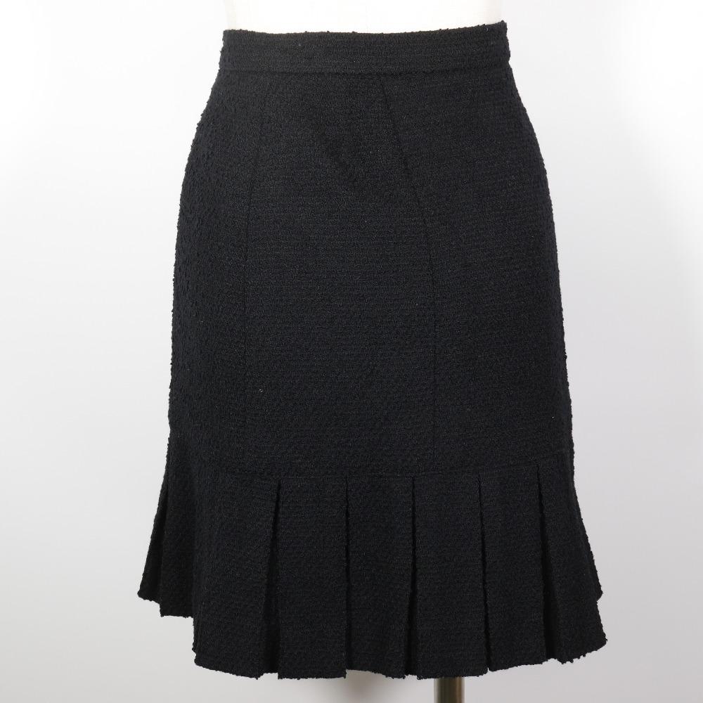 CHANEL Pleated skirt skirt P09451V05945 97A black wool/Nylon Women Used