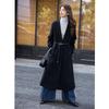 MOKANA Women's Double-Faced Wool Long Coat with Belt