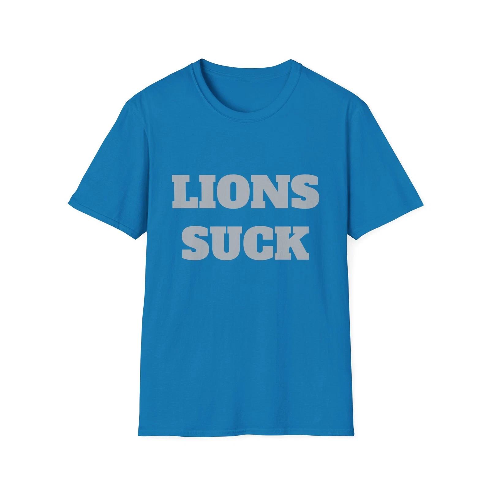 Lions Suck Football Softstyle T-Shirt - Funny Graphic Shirt, Sports Fans Gift S