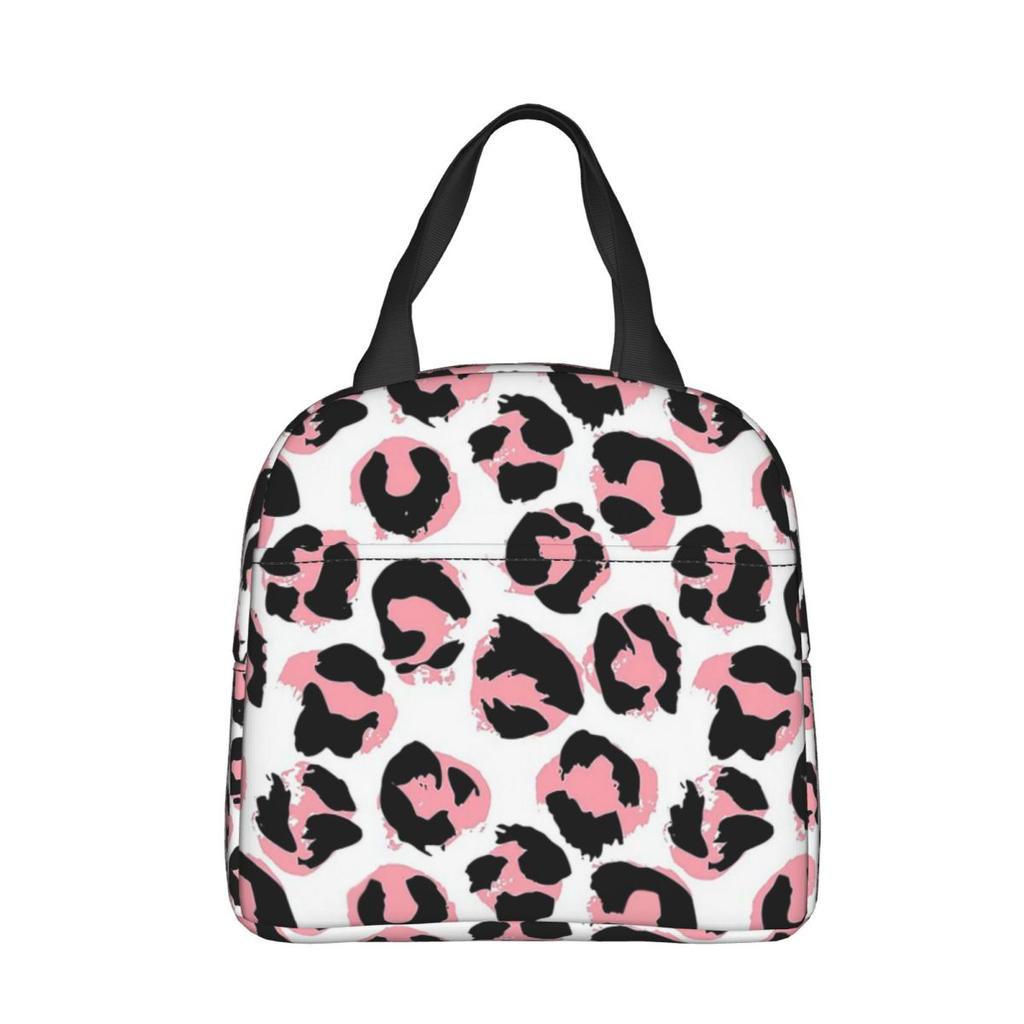 Rosa Leopard Tierprint Isoliert Lunchtasche Kühltasche Wiederverwendbar Großer Tragetasche Brotdose Aufbewahrungstaschen für Lebensmittel Büro Reise