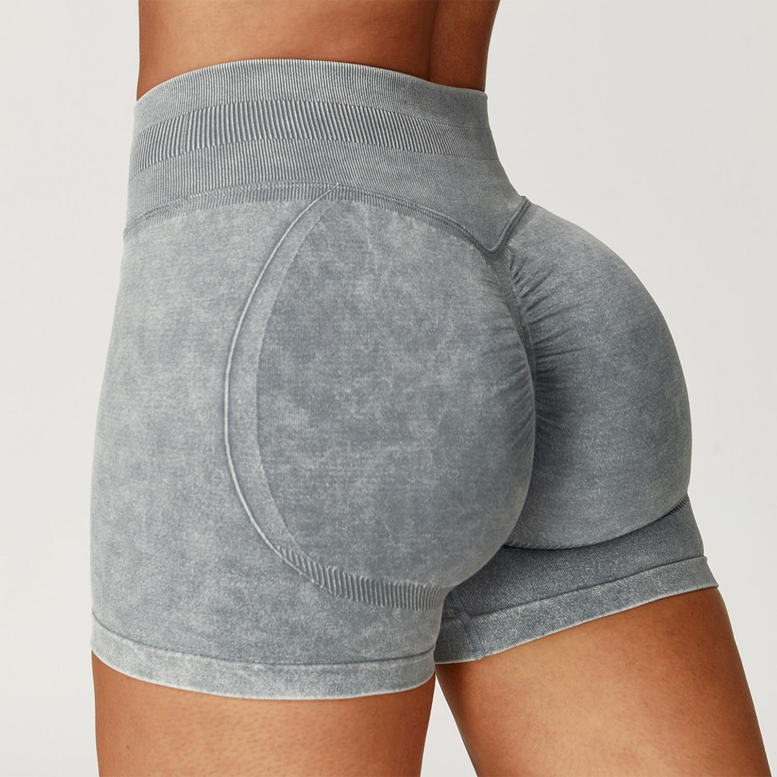 

Женские модные однотонные шорты для йоги с подъемом бедер, спортивные обтягивающие шорты для фитнеса с высокой талией из трех частей S