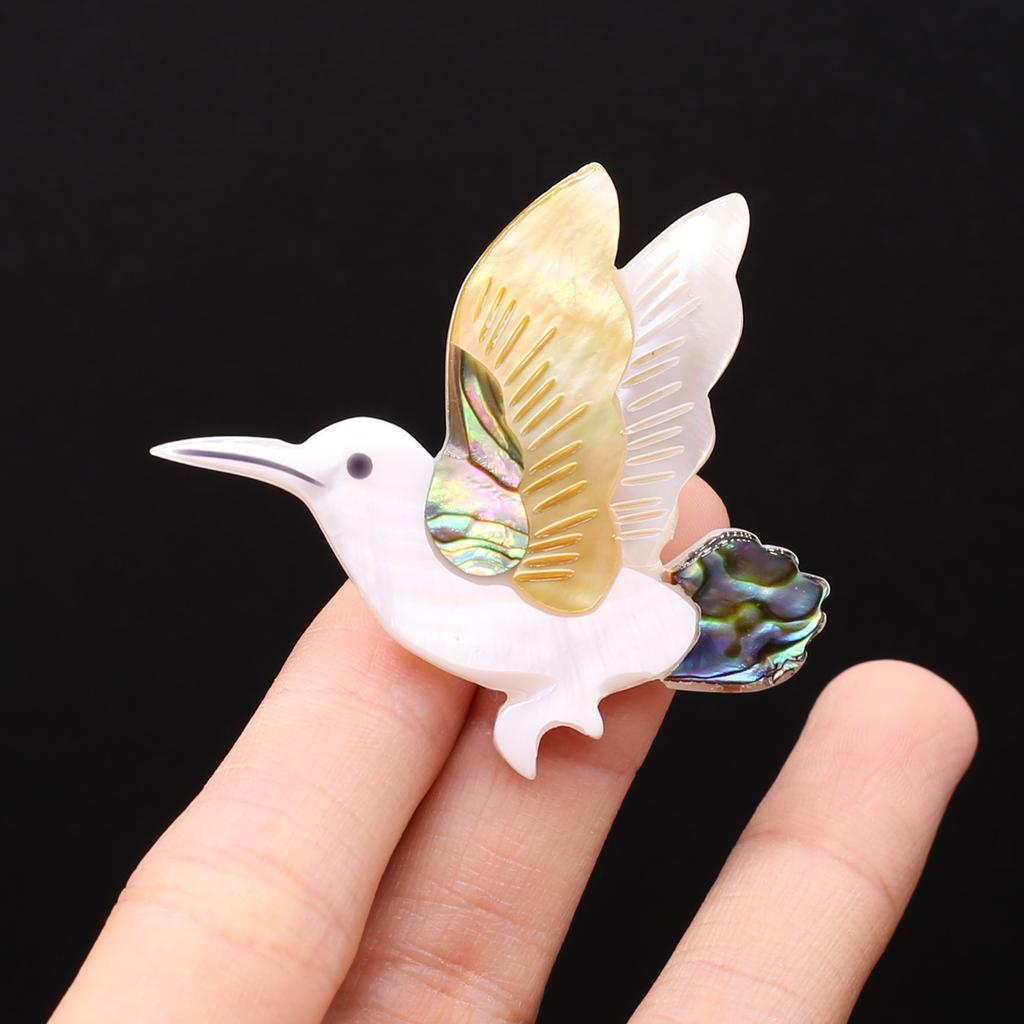 1Pc, Handmade Natural Shell Bird Brooch Pin, Unique Animal Brooches Gift for Women Jewelry, Birthday Gift Idea, Cheapest Items Available