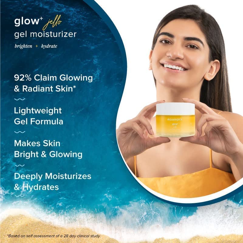 Aqualogica Glow Plus Jello Moisturiser Lightweight Hydration Gel For Daily Radiant Look Normal Dry Combination Skin 50 G Care