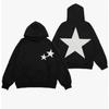 Damen Oversized Kapuzenpullover mit Sternenprint Lockerer Schnitt Streetwear Langarm Pullover Warmes Fleece Top